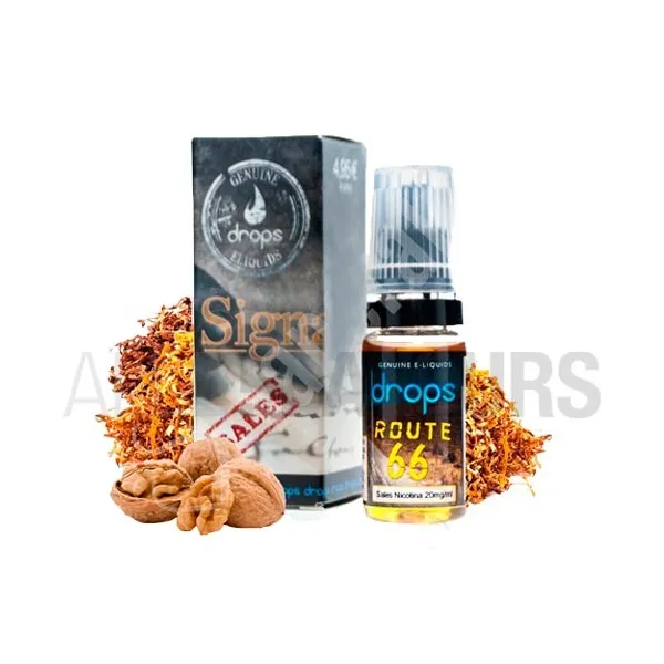 Líquido sales de nicotina Route 66 10 ML 10/20 MG Drops con sabor a tabaco dulce