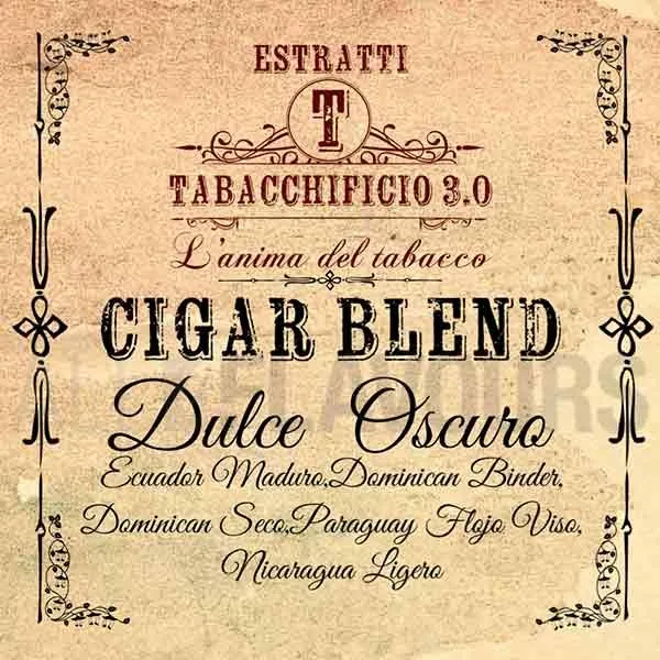 Extracto orgánico tabaco sin nicotina Dulce OSCURO Cigar Blend 20 ml Tabacchificio 3.0