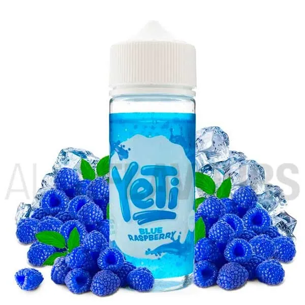 líquido vaper sin nicotina con sabor a frambuesas azules Blue Raspberry 100 ml Yeti ice