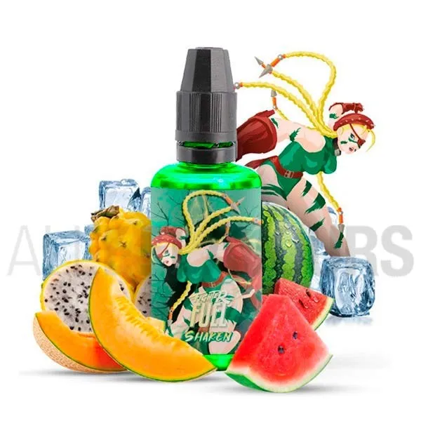 Aroma vapeo Shaken  marca Fuel 30 ml con sabor a melón, sandía y pataya con efecto frío