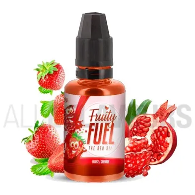Aroma vapeo Red Oil marca Fuel 30 ml con sabor a fresas con granada
