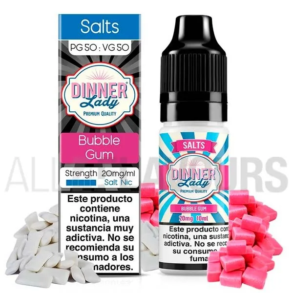 líquido sales nicotina Bubblegum 10 ml 10/20 mg Dinner Lady sabor a chicle