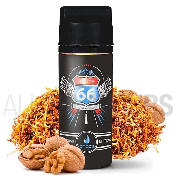 Líquido vapear sin nicotina Route 66 50ml Drops con sabor a tabaco con frutos secos