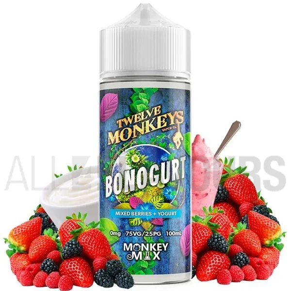 líquido vapeo sin nicotina Bonogurt 100 ml Twelve Monkeys con sabor a yogurt con frutos del bosque