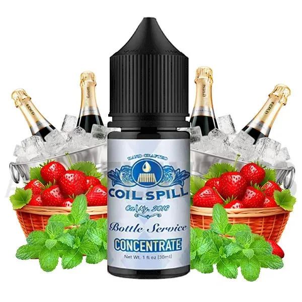 Aroma vapeo bottle service coil spill 30 ml sabor a fresas con champang y frescor