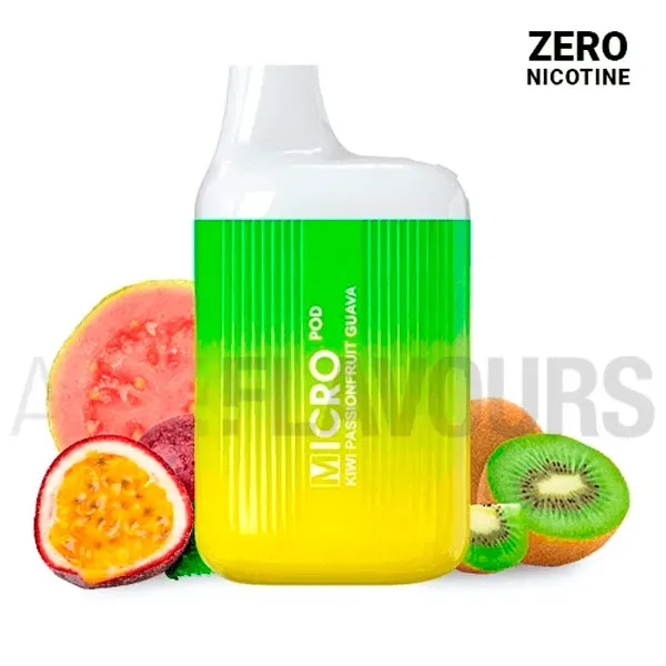 Vaper desechable sin nicotina Kiwi Passion Fruit Guava Micro Pod sabor a frutas