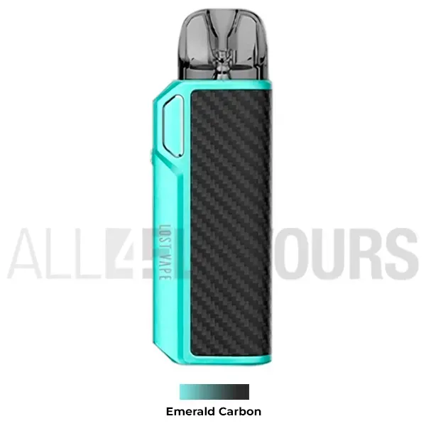 Thelema Elite 40 Pod Kit Los Vape color celeste y fibra carbono