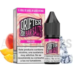 Líquido sales de nicotina Peach Ice 10 ml 10/20 mg Drifter Bar Salts con sabor melocotón fresco.