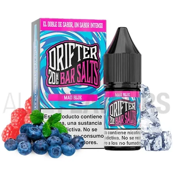 Líquido sales de nicotina Mad Blue 10 ml 10/20 mg Drifter Bar Salts con sabor a frutos del bosque frescos. Líquido sales de nicotina Mad Blue 10 ml 10/20 mg Drifter Bar Salts con sabor a frutos del bosque frescos.