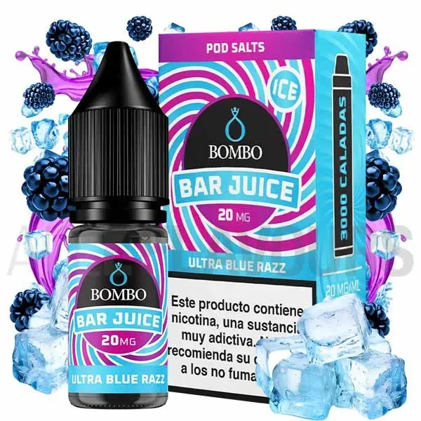 Líquido sales de nicotina Ultra Blue Razz Ice 10 ml Bar Juice Bombo con sabor a frambuesas azules y efecto frío Líquido sales de nicotina Ultra Blue Razz Ice 10 ml Bar Juice Bombo con sabor a frambuesas azules y efecto frío