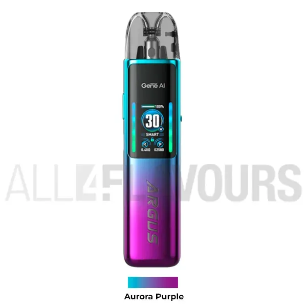 Vaper recargable Argus G2 Pod Kit Voopoo color azul y purpura