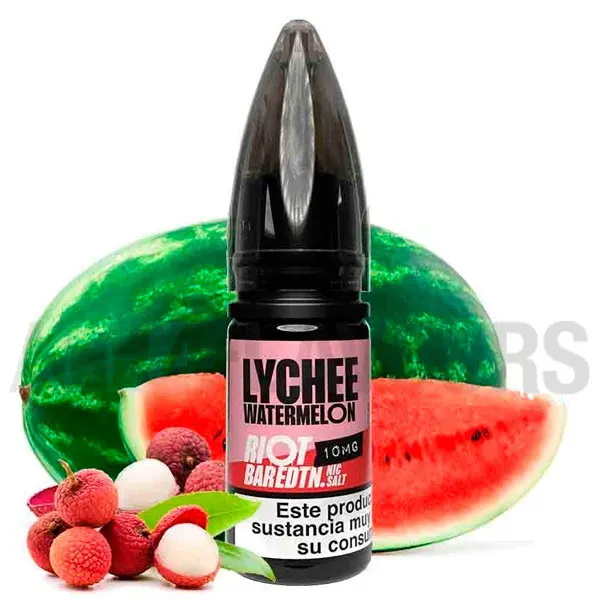 Lychee Watermelon 10 ml Riot Squad Bar EDTN Salt con sabor a lichi y sandía.