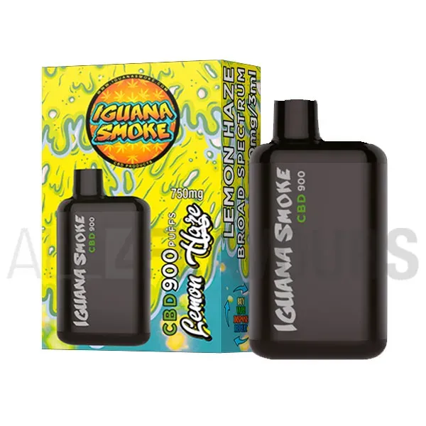 Pod desechable CBD Lemon Haze Broad Spectrum Iguana Smoke con sabor a variedad Lemon Haze