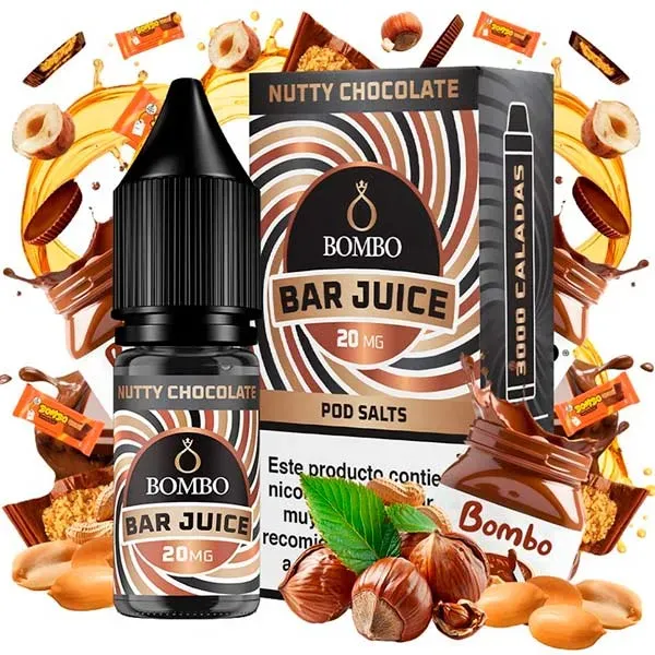 líquido sales de nicotina Nutty Chocolate 10 ml Bombo Bar Juice sabor a chocolate galleta y avellanas