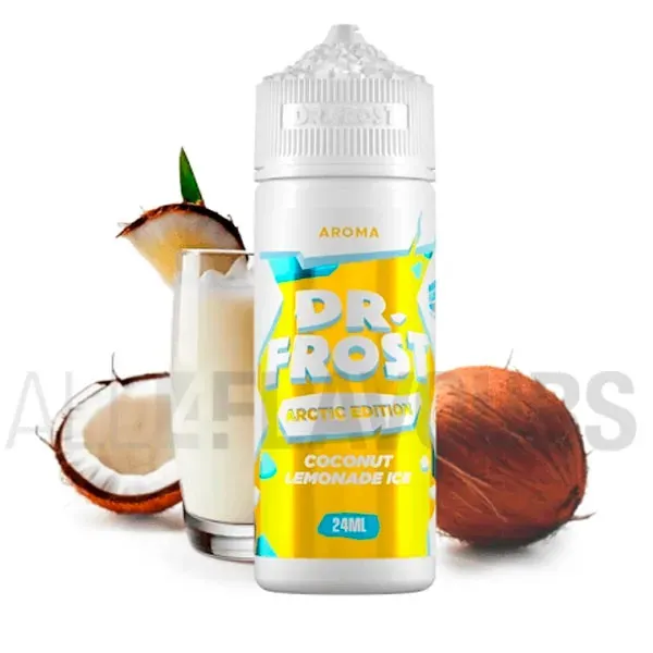 Aroma Coconut Lemonade Ice 24 ml Dr Frost con sabor a limonada con coco helado.