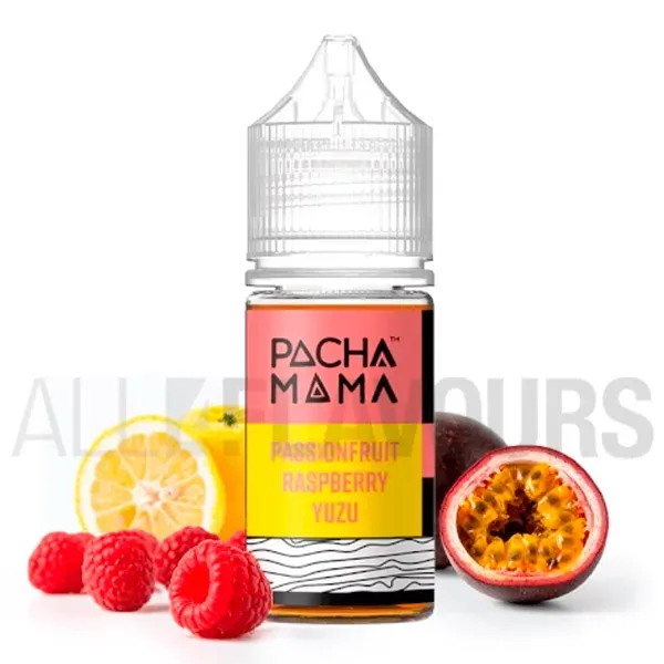 aroma vapeo sin nicotina sabor frutal Passion Fruit Raspberry Yuzu 30 ml Pachamama