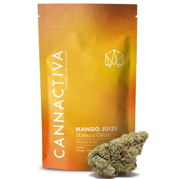 Mango Juice Zkittlez x Gelato CBD Cannactiva empaquetado profesional
