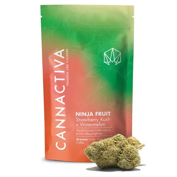 Ninja Fruit Strawberry Kush x Watermelon CBD Cannactiva embalaje de calidad