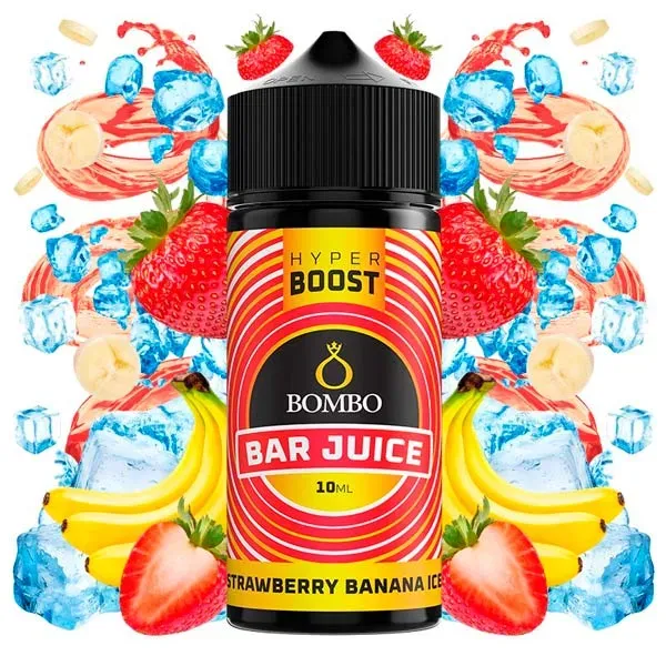 Aroma Strawberry Banana Ice 10 ml Bombo Bar Juice Hyper Boost sabor a fresa y plátano.