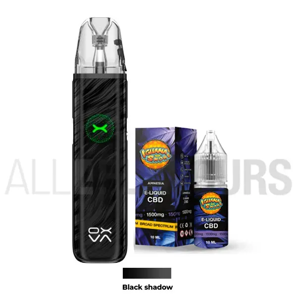 Pack Vaper Oxva + Líquido CBD Broad Spectrum 2500 MG Iguana Smoke black shadow