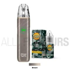 Pack Vaper Oxva + Líquido CBD Broad Spectrum 2500 MG Iguana Smoke brown