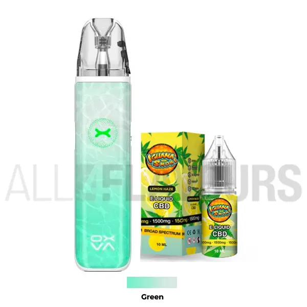 Pack Vaper Oxva + Líquido CBD Broad Spectrum 2500 MG Iguana Smoke green