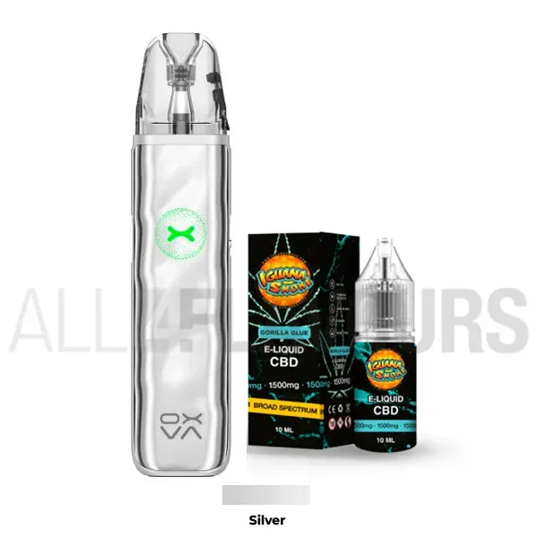 Pack Vaper Oxva + Líquido CBD Broad Spectrum 2500 MG Iguana Smoke silver