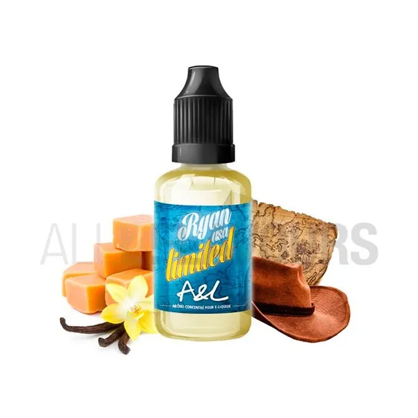 aroma vapeo sin nicotina ryan usa limited 30 ml marca A&L sabor tabaco